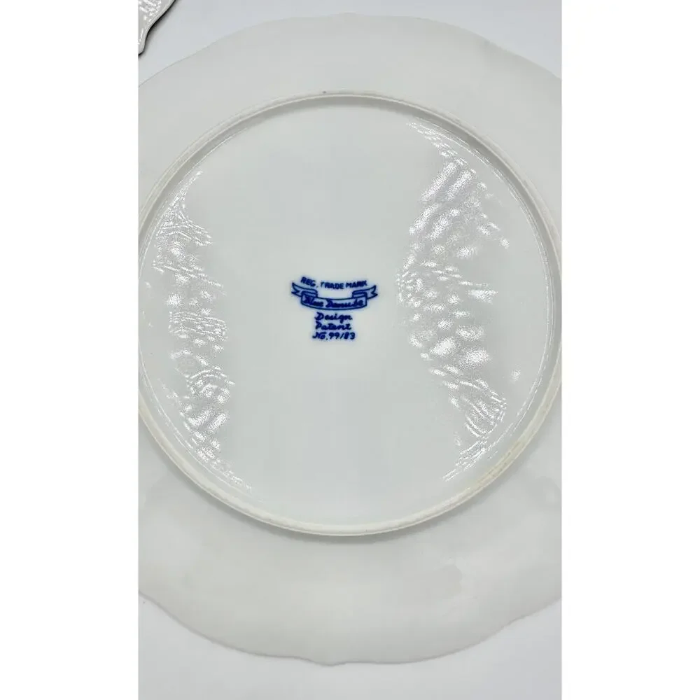 Danube 1950's Blue Onion Blue & White 2pc Salad Plate Set Ribbon Hallmark Logo